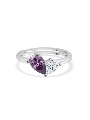 Pear Purple Amethyst Toi Et Moi Adjustable Ring-Adjustable