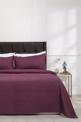Urban Geometric Wine Quilted Cotton Bedcover-Double: 90 x 108 in / Purple / Purple