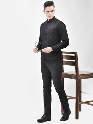 Wine Checked Waistcoat-L / Wine