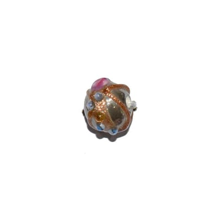 Wedding Cake Beads (Vintage) Handmade Lampwork Glass Beads (Round), VGM-063-Per Packet 25 Pcs / 12 MM / Gray