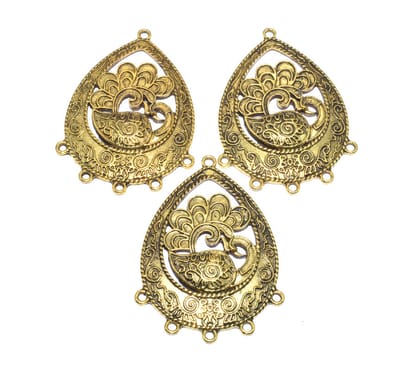 German Silver Metal Oxidized Golden Pendant  ,(GPN-063) , Per Packet of 2 Pcs-Per Packet of 2 Pcs / 57 MM