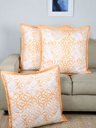 Jaali - Set Of 3 Cushion Covers (Orange) - Large