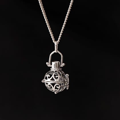 925 Sterling Silver Keep Seeking hollow Sphere Pendant-Only Pendant