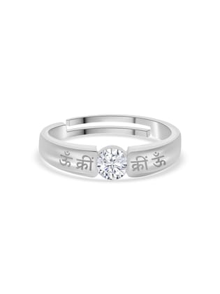 1 Carat Silver Solitaire Adjustable Ring for Men-Adjustable