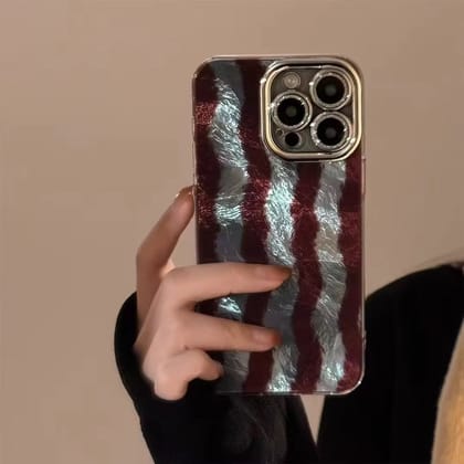 Gradient Wave Stripped Silver Border Camera Protector iPhone Case-iPhone 14 Pro