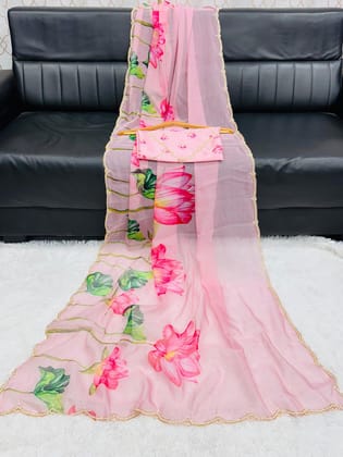 Traditional TB Organza Khatli Work Saree for Party Wear