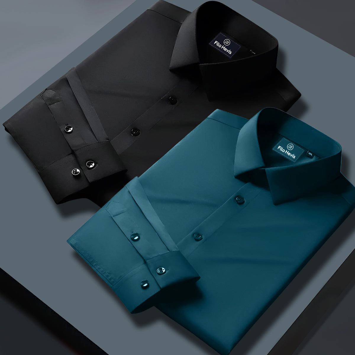 Combo of 2 Formal shirts Black & Teal Blue Colour-S