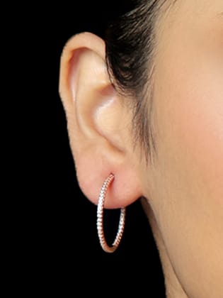 Rose Gold Colored Circular Hoop Earrings | 925 Silver-925 Silver