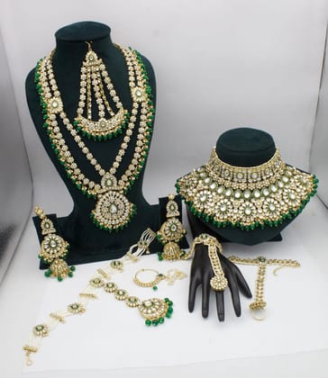 Majestic Meadow Green Kundan Bridal Ensemble