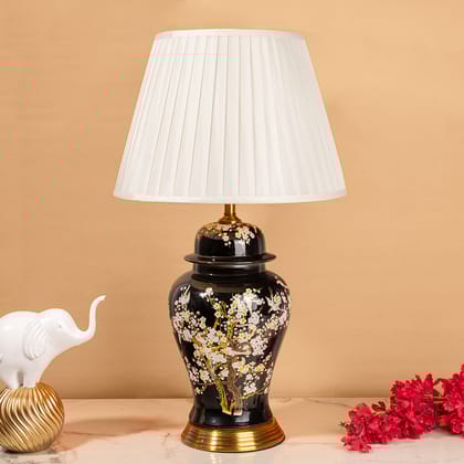 Classic Floral Table Lamp-Height - 26.5 Inches & Width - 16 Inches / STAINLESS STEEL & CERAMIC / AVAILABLE
