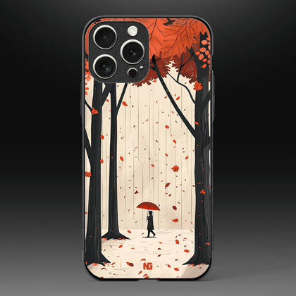 Orange Leaves Aesthetic Nerdcase-Glass