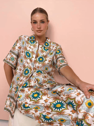 Floral Print Satin/ Linen Shirt & Pants Co-ord Set-S / MULTICOLOR