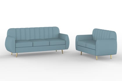 Wakeup India Sofa | Hazy Premium Fabric Sofa Set | 5 Seater Sofa | Pocket Spring Cushion | Padded Cushioned Armrest | Polished Metal Leg (Light Blue , Seating-3+2) | 1 Year warranty