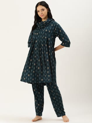 Floral Blue Co-ord Set-M