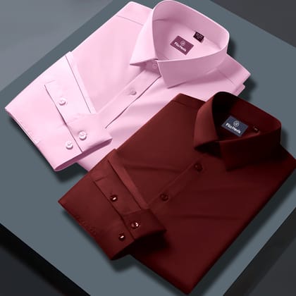 Combo of 2 Formal shirts Light Pink & Maroon Colour-S