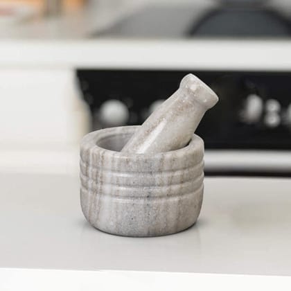 Mortar and Pestle, Brown - Handicraft Bazaar-4 Inches / Marble
