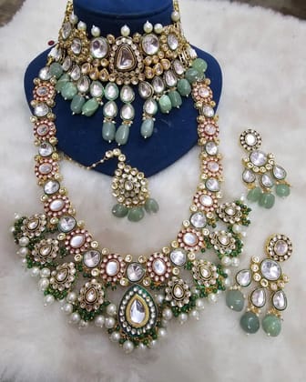 Verdant Elegance: Green Kundan Bridal Set