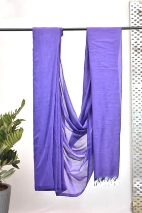 Handloom Soft Cotton Saree with Tassles,  Lavendar - blue,  SR1035