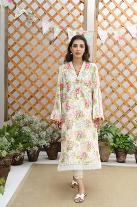 Farida Hasan A Floral Monsoon 23 - Checkered Floral Set (RTS)-M/3PC