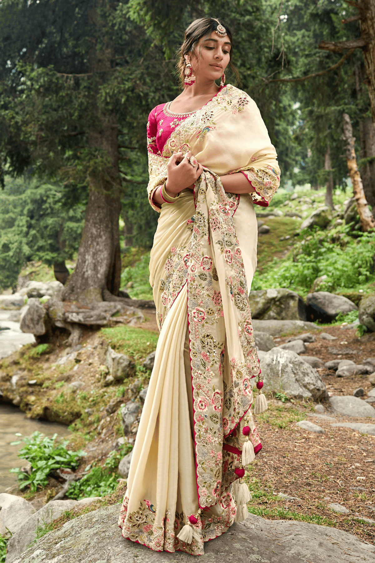 Pure Banarasi Silk Saree-Cream