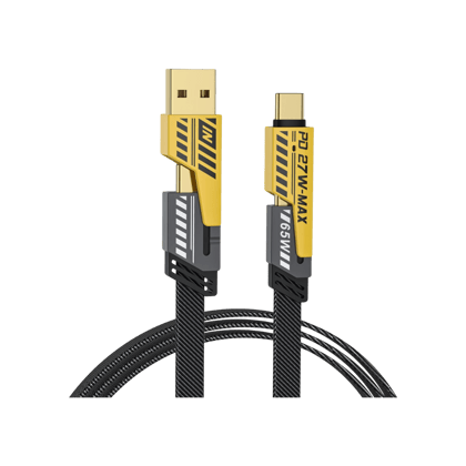 The New India Quad Max 4 in 1 Metal Flat Braided Cable (Grey)