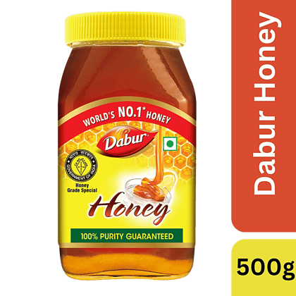 Dabur 100% Pure Honey - Worlds No.1 Honey Brand With No Sugar Adulteration, 500 G