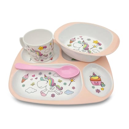 SUPERWARE | Pure Melamine | Kid Set - Unicorn | 4 Pcs. | Stain Free, Glazed Finish