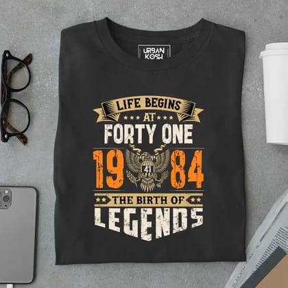 Life Begins at 41, The Birth of Legends Premium Unisex Birthday T-shirt-Black / S