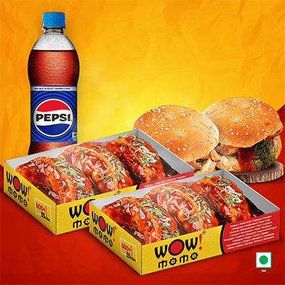 Veg PanFried Momo (Tomato Garlic)6Pc+Veg Moburg 2Pc +1 Pepsi 400ml