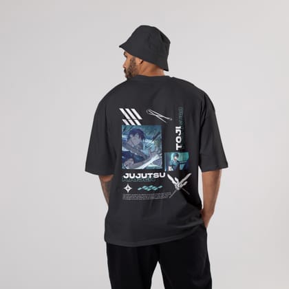 Jujutsu Kaisen : Toji Fushiguro Oversized T-Shirt-S / Black / 240 GSM (100% Cotton)