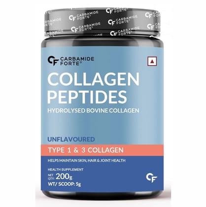 Carbamide Forte Hydrolyzed Collagen Powder, 200g | with Type 1 & 3 Collagen Peptides | Unflavored