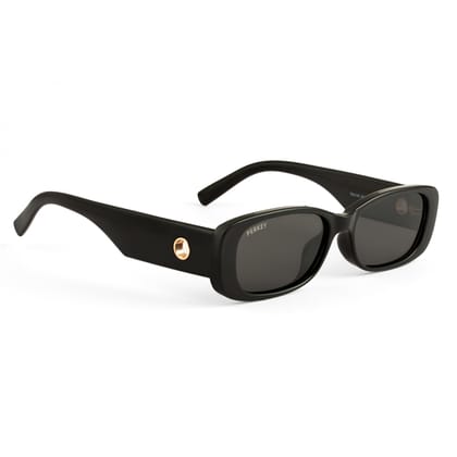 PERKEY Rectangle Black UV Protected Polarized Cooling Sunglasses Men Women - PRKY006-C1-Medium / Black / Black