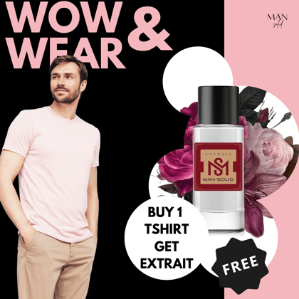Man-Solid Pink T-Shirt with Extrait 50ml EDP – Bold Elegance & Smoky Sophistication-M