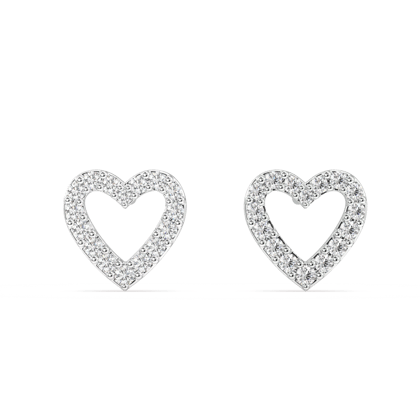 Hollow Heart Stud With Zircon Lining
