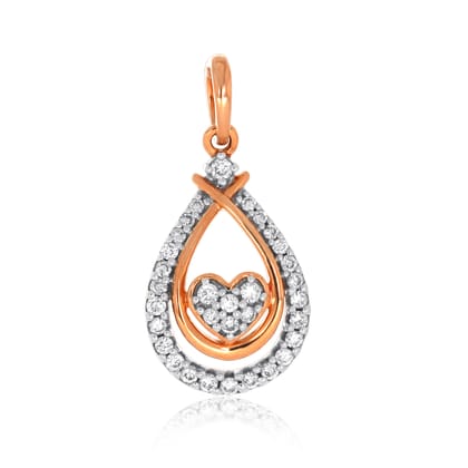 Senco Gold Blessing Droplet Diamond Pendant (1.25 gram / 0.2 Ct / HI-SI / 14K Rose Gold)