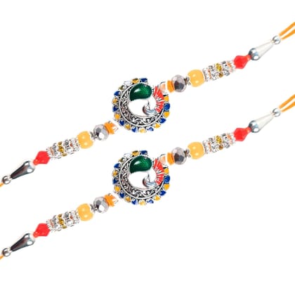 Rakhi Designer Premium | Rakhi Elegant Designer Combo for Bhaiya, Bhabhi, Brother-Pack of 2