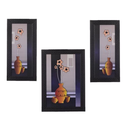 Set of 3 Botanical Flower Pot Matt Texture UV Art Painting