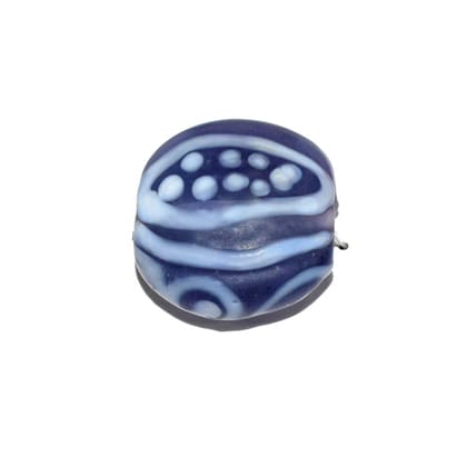 Handmade Fancy Lampwork Glass Beads For Jewelry Making Necklace , Earring and Bracelet (Flat Round) SFL-660-Per Packet 25 Pcs / 22X12 MM