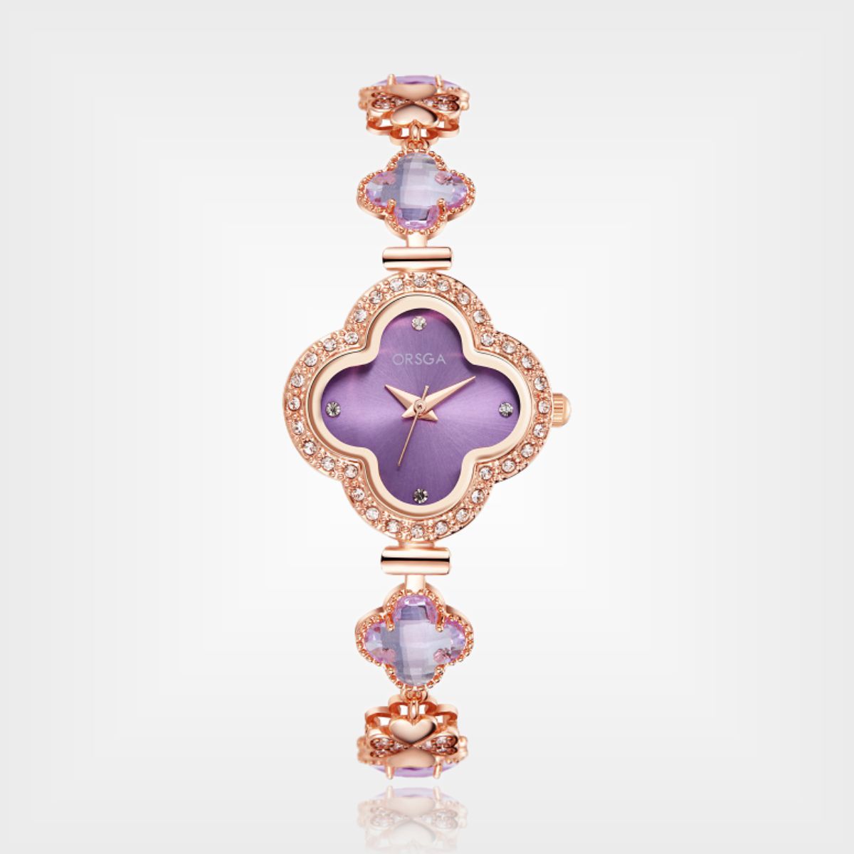 CLOVER Purple Dial Rose Gold Watch
