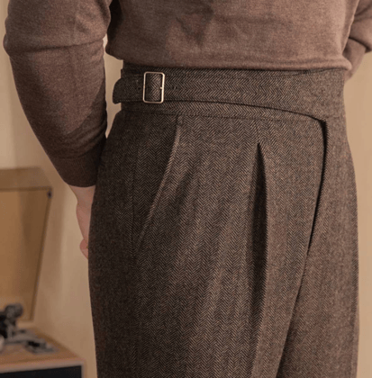Khakhi Exotic Herringbone Gurkha Pants by Italian Vega®-28