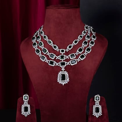 Whimsical Emerald Diamond Set-CZ DIAMONDS STONES / EMERALD GREEN