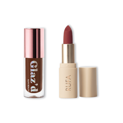 Soft Blur Matte Lipstick + Glaz'd Lip Oil-Brownie / Nudist