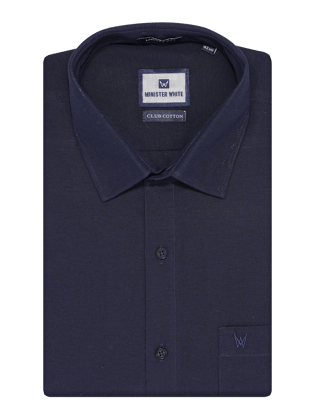 Mens Cotton Regular Fit Navy Colour Shirt Club Cotton-36 / F/S / Dark Blue