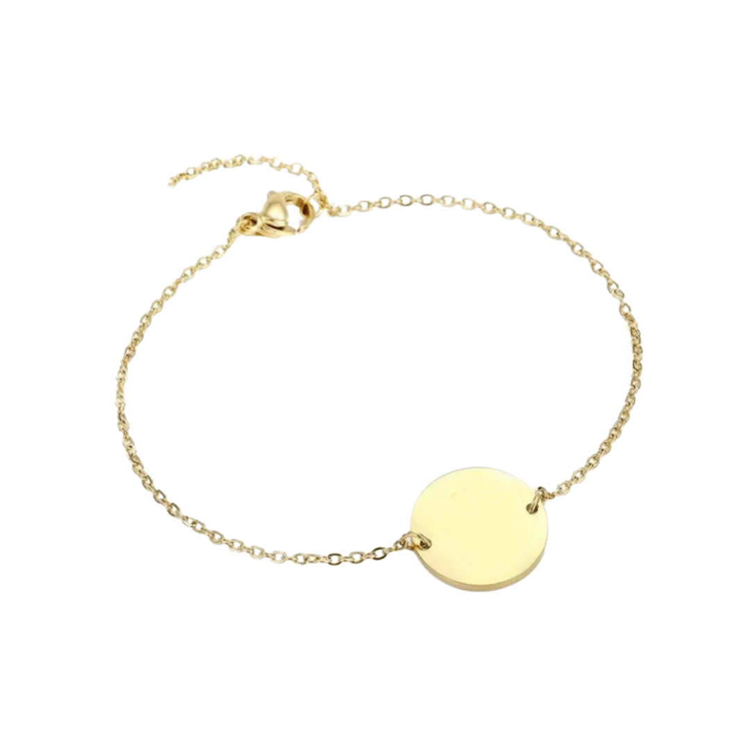 PERSONALISED ROUND BRACELET - 18K WHITE/GOLD-PLATED-Gold