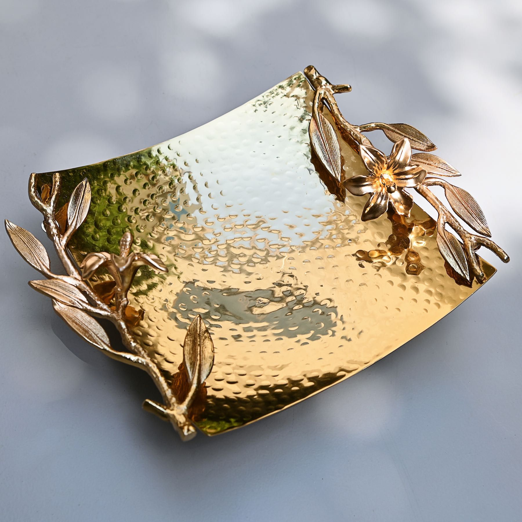 Square Floral Platter Gold-SMALL