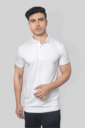 White Classic Fine Italian  Collar T-shirt mens-M / White