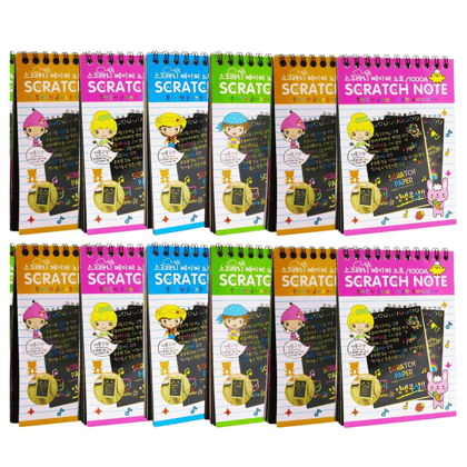 Bulkhunt Colorful Mini Scratch Pads for Kids - Ideal for Creative Party Favors, Suitable for Both Boys and Girls' Birthday Celebrations (Pack of 12)