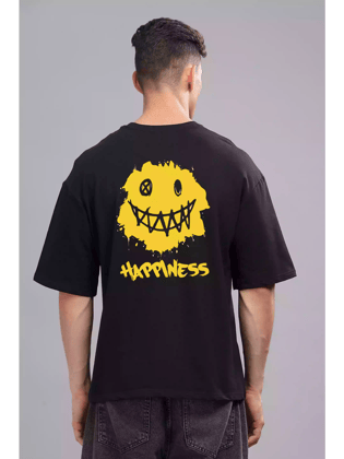 Happiness - Sukhiaatma Unisex Oversized Black T-shirt-S-42