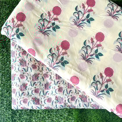 Pure cotton top and bottom set (2.5 mtr top, 2.5 mtr bottom)-As shown in picture / 2.5 mtr each / Pure cotton