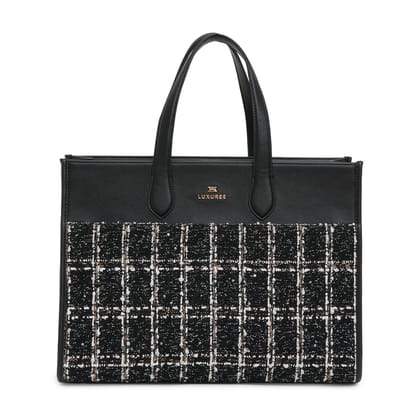 Tweed Office Laptop Tote (XL)-Black